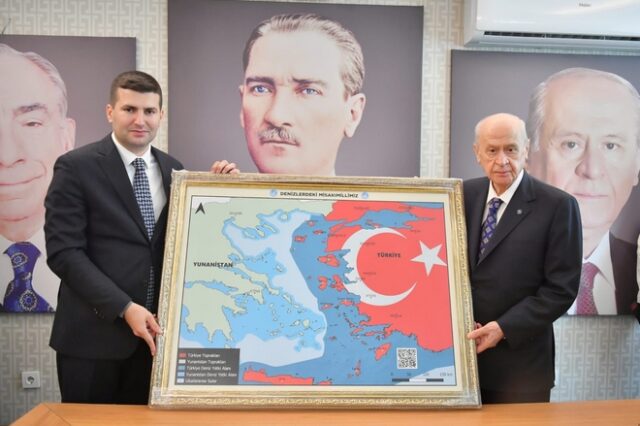 Κλιμακώνει η Τουρκία: Χάρτης του Μπαχτσελί “απλώνει” τα σύνορά της έως την Κρήτη – Η αντίδραση της Αθήνας