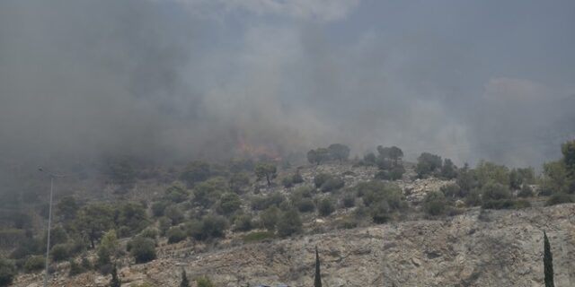 Φωτιά στη Νέα Πέραμο κοντά στα διόδια Ελευσίνας