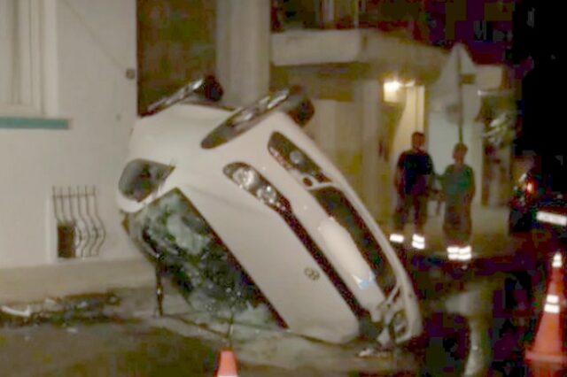 Θεσσαλονίκη: Αυτοκίνητο ντεραπάρισε και δέθηκε σε συρματόσχοινο της ΔΕΗ