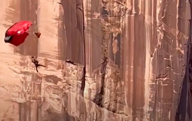 Δραματικό βίντεο: Αλεξιπτωτιστής κάνει άλμα σε φαράγγι, χτυπάει σε βράχια και μένει κρεμασμένος