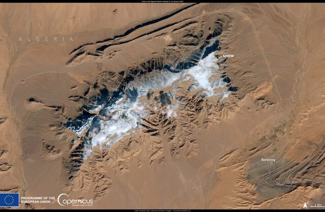 Οι πρόσφατες χιονοπτώσεις στην Αλγερία και η καταγραφή τους από δορυφόρο