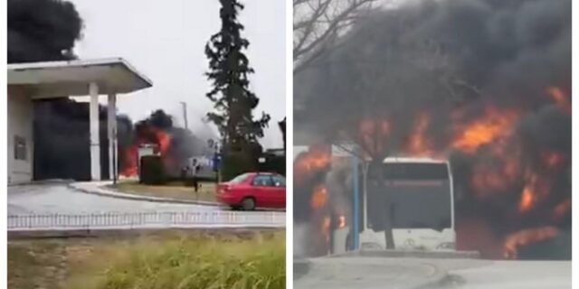 Θεσσαλονίκη: Κάηκε ολοσχερώς λεωφορείο των ΚΤΕΛ ενώ εκτελούσε δρομολόγιο