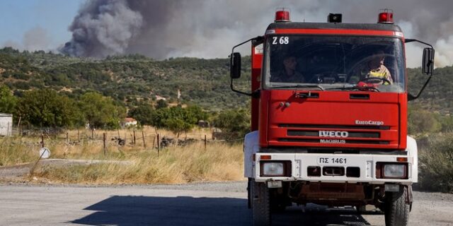 Μέγαρα: Μεγάλη φωτιά σε δασική έκταση