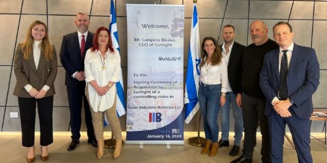 Sunlight Group: Ισχυρή παρουσία στο Ισραήλ μέσω εξαγοράς της Israeli Industrial Batteries