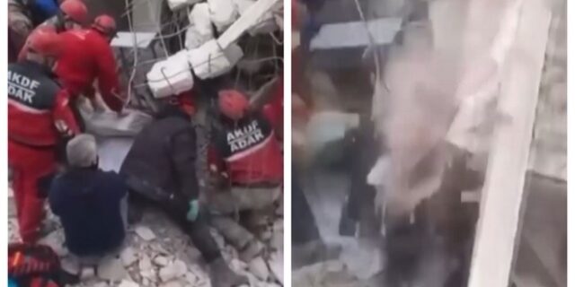 Σεισμός στην Τουρκία: Η στιγμή που συντρίμμια καταπλακώνουν διασώστες