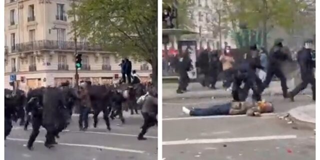 Βίντεο σοκ: Η στιγμή που η γαλλική αστυνομία ρίχνει αναίσθητο διαδηλωτή στο Παρίσι