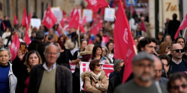 Πορτογαλία: Διαδήλωση χιλιάδων εργαζομένων στη Λισαβόνα – Ζητούν αυξήσεις μισθών