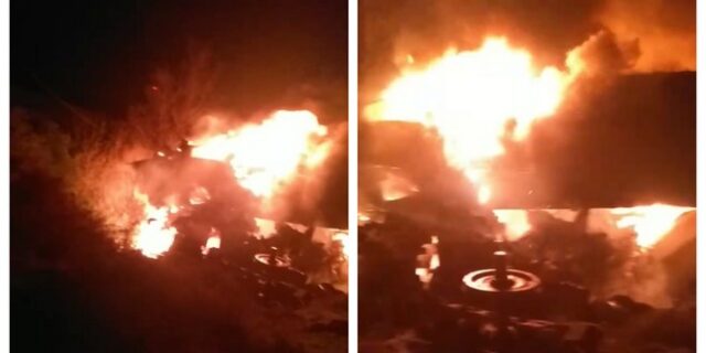 Βίντεο: Βαγόνια τυλίγονται στις φλόγες μετά τη σύγκρουση τρένων στα Τέμπη