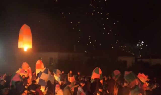 Λεωνίδιο: Φαντασμαγορικό θέαμα με φωτεινά αερόστατα το βράδυ της Ανάστασης