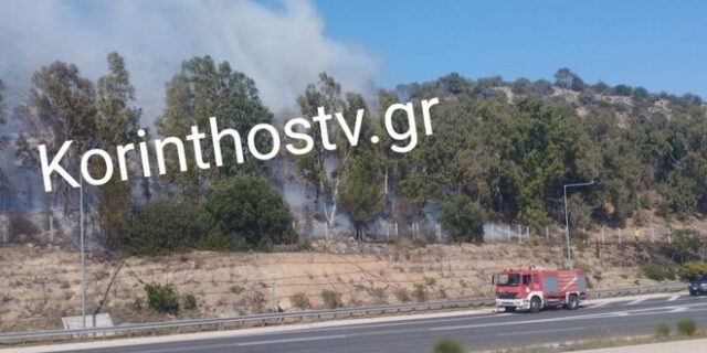 Φωτιά στην Εθνική Αθηνών – Κορίνθου στους Αγίους Θεοδώρους