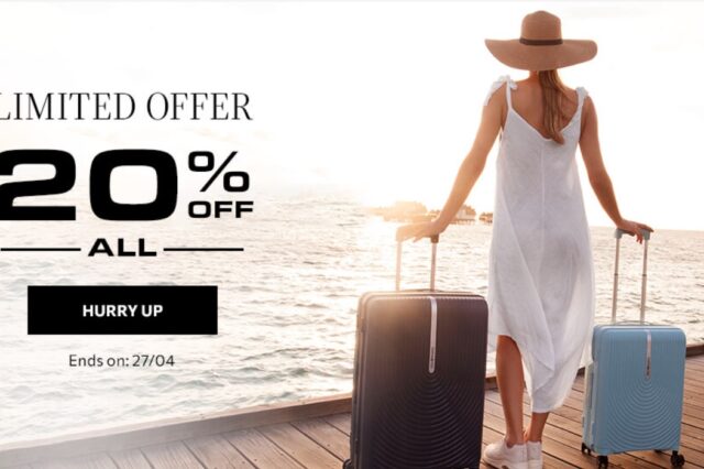 Samsonite: Έκπτωση -20% σε όλα τα προϊόντα χωρίς εξαιρέσεις! Ισχύει για αγορές έως 27/04/2023.
