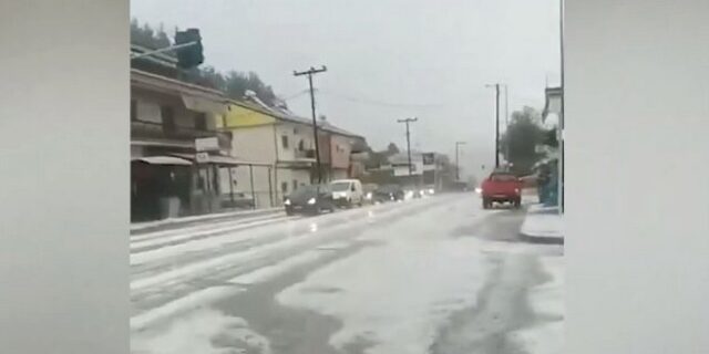 Ισχυρή χαλαζόπτωση στον Δήμο Παγγαίου