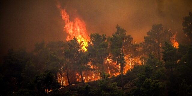 Ρόδος: Ολονύχτια μάχη με τις φλόγες – Εκκενώσεις οικισμών, καίγονται σπίτια στο χωριό Λάερμα