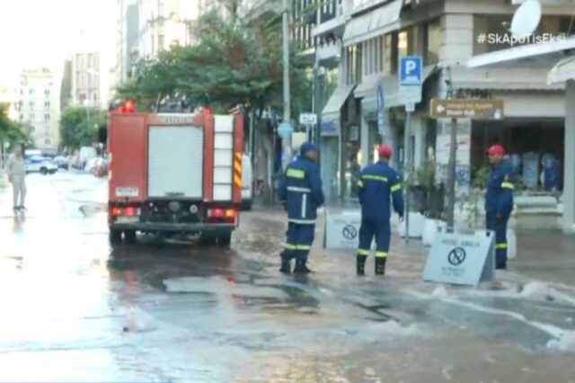 Θεσσαλονίκη: Έσπασε αγωγός της ΕΥΑΘ – Πλημμύρισε η Ερμού