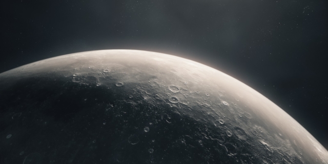 Moon in outer space