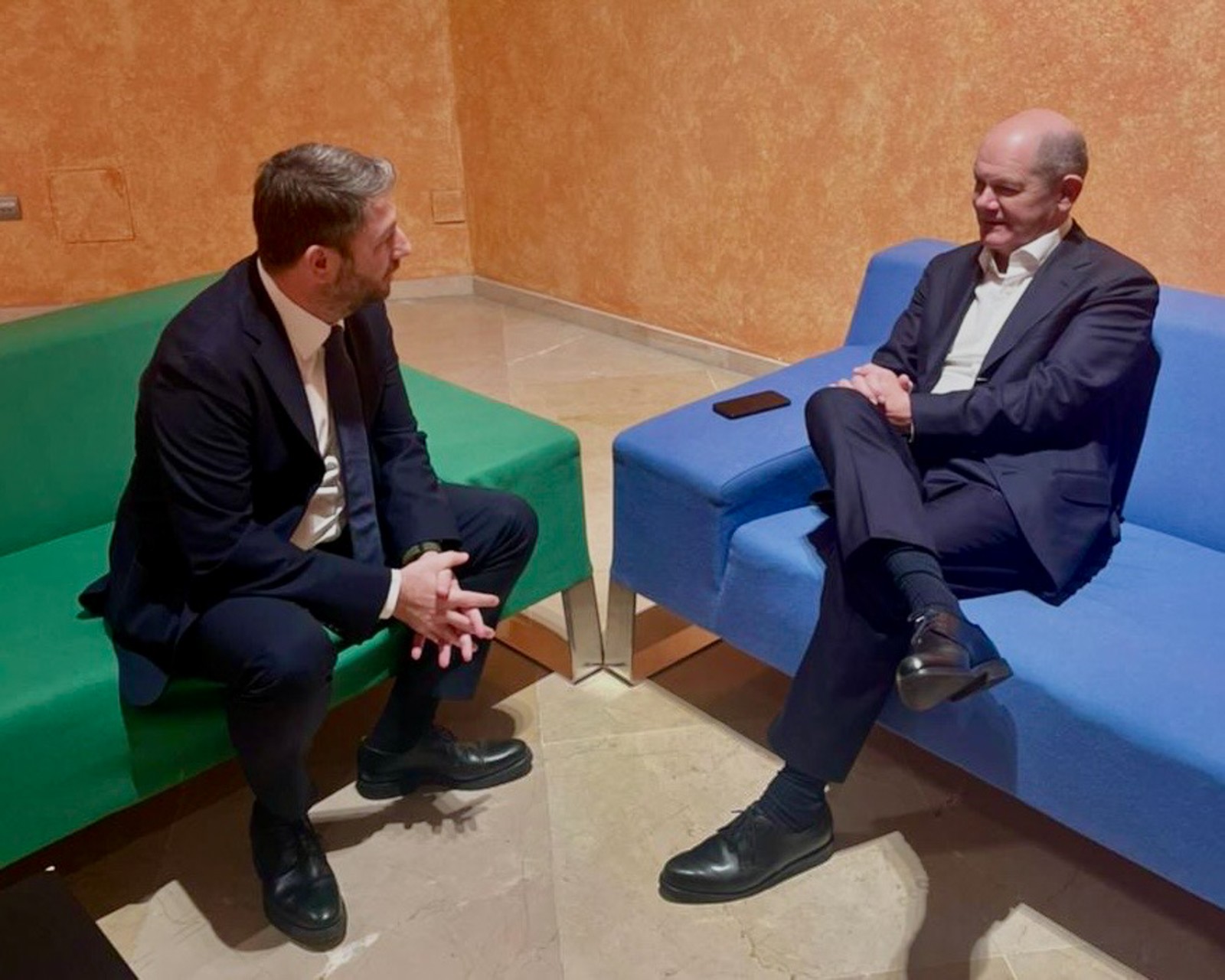 Συνάντηση του Προέδρου του ΠΑΣΟΚ-Κινήματος Αλλαγής, Νίκου Ανδρουλάκη με τον Καγκελάριο της Γερμανίας, Όλαφ Σολτς