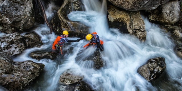 Dangerous waterfall crossing
