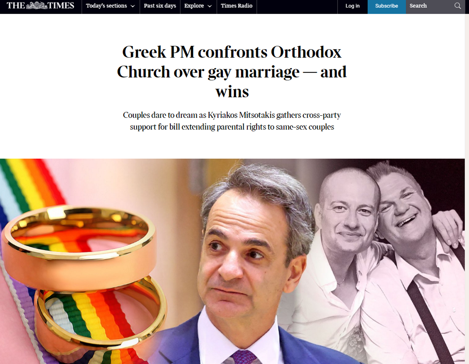 Δημοσίευμα των Times για τον γάμο ομοφύλων