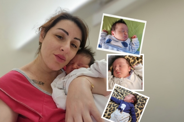 Η κυρία Σοφία Χατζοπούλου με το νεογέννητο γιό της
