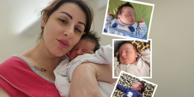 Η κυρία Σοφία Χατζοπούλου με το νεογέννητο γιό της