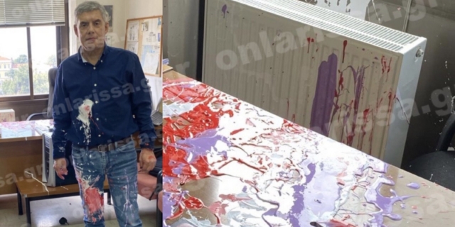 Ο Κώστας Αγοραστός αφού του έριξαν μπογιές