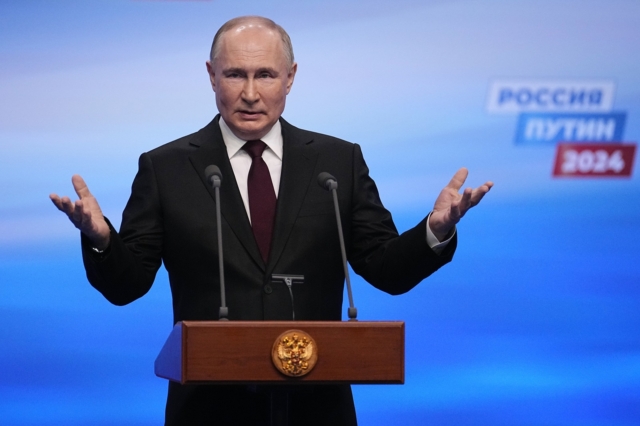 Ο Βλαντιμίρ Πούτιν κατά τη διάρκεια της ομιλίας του.
