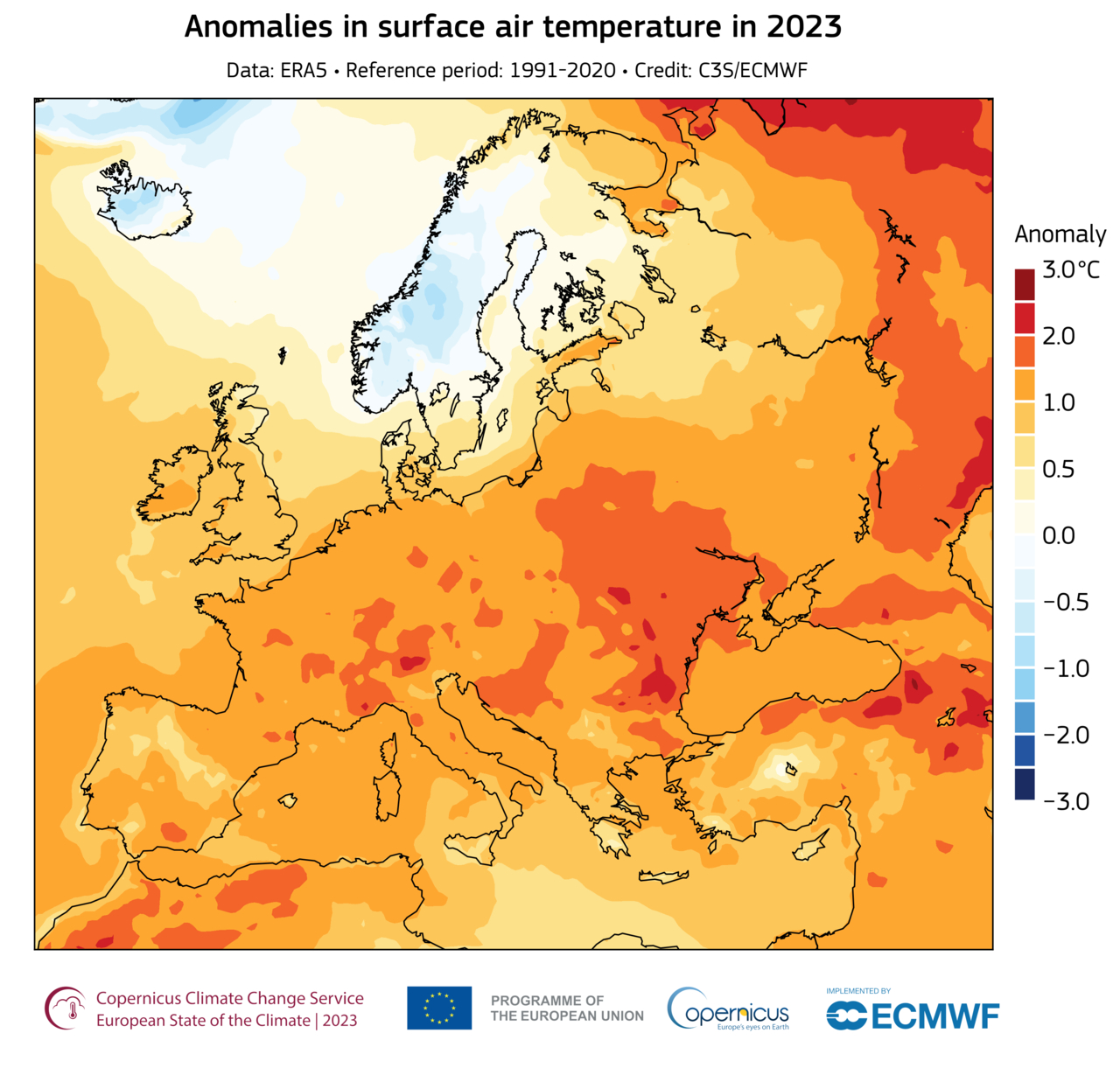 Average surface air temperature anomaly