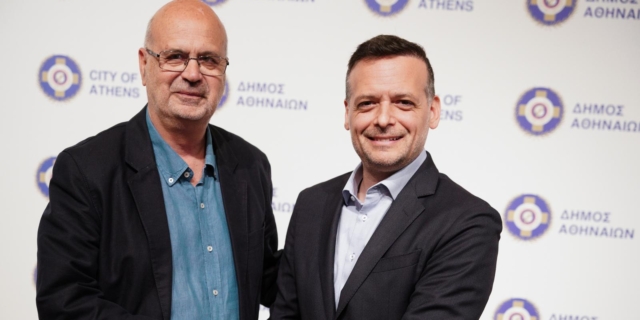 Ο Δήμαρχος Αθηναίων, Χάρης Δούκας και ο πρόεδρος του Ερασιτέχνη Παναθηναϊκού, Παναγιώτης Μαλακατές