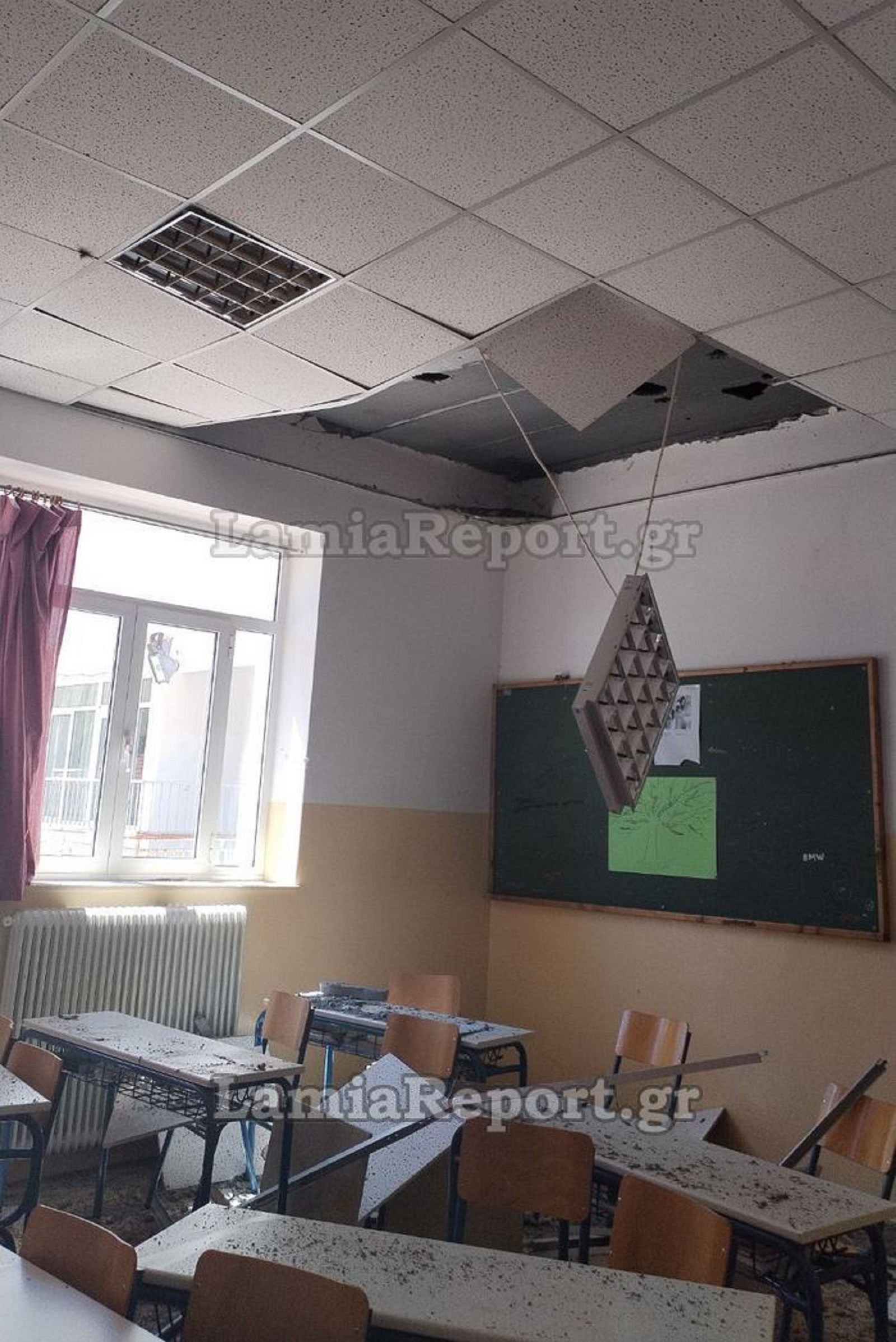 Κατέρρευσε τμήμα οροφής σχολικής αίθουσας σε λύκειο της Φθιώτιδας