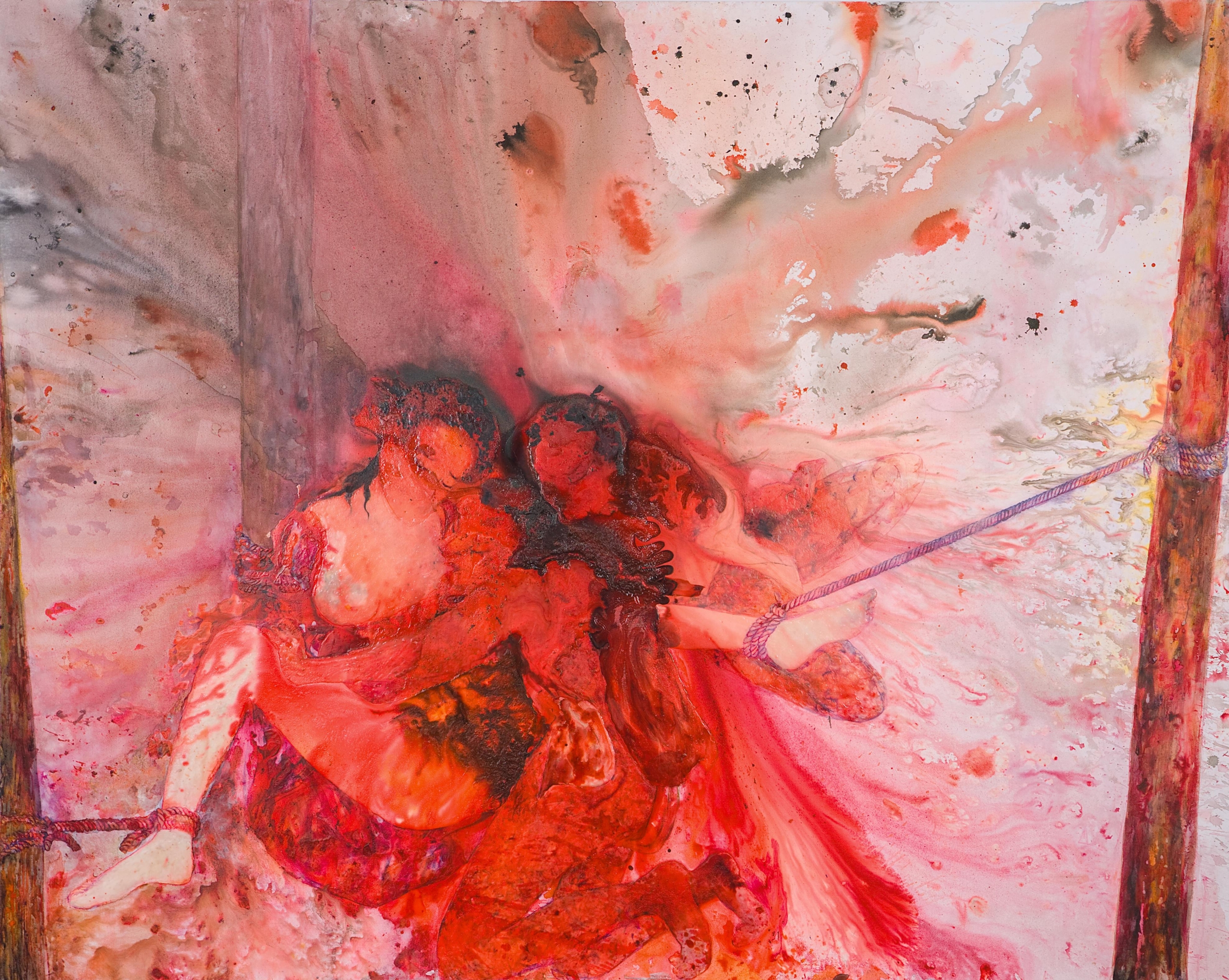 Penny Siopis "Three Trees", 2009 Κόλλα και μελάνι σε χαρτί 200 x 250 εκ. Ιδιωτική συλλογή, Γιοχάνεσμπουργκ Φωτογραφία: Ευγενική παραχώρηση της καλλιτέχνιδας