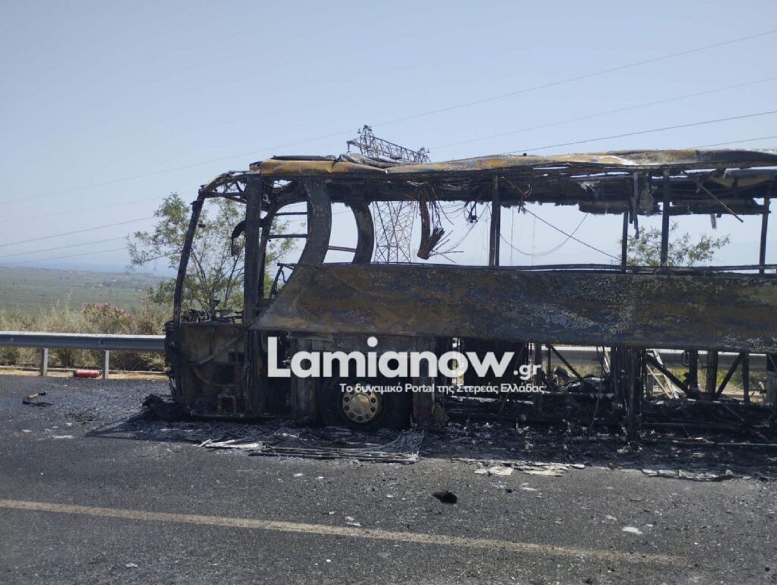 Λεωφορείο Λαμία Στυλίδα φωτιά