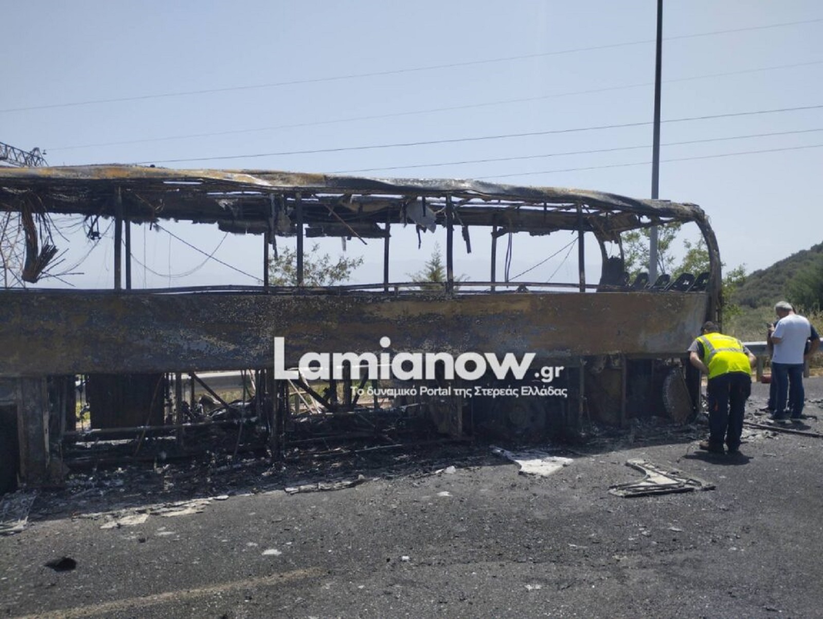 Λεωφορείο Λαμία Στυλίδα φωτιά