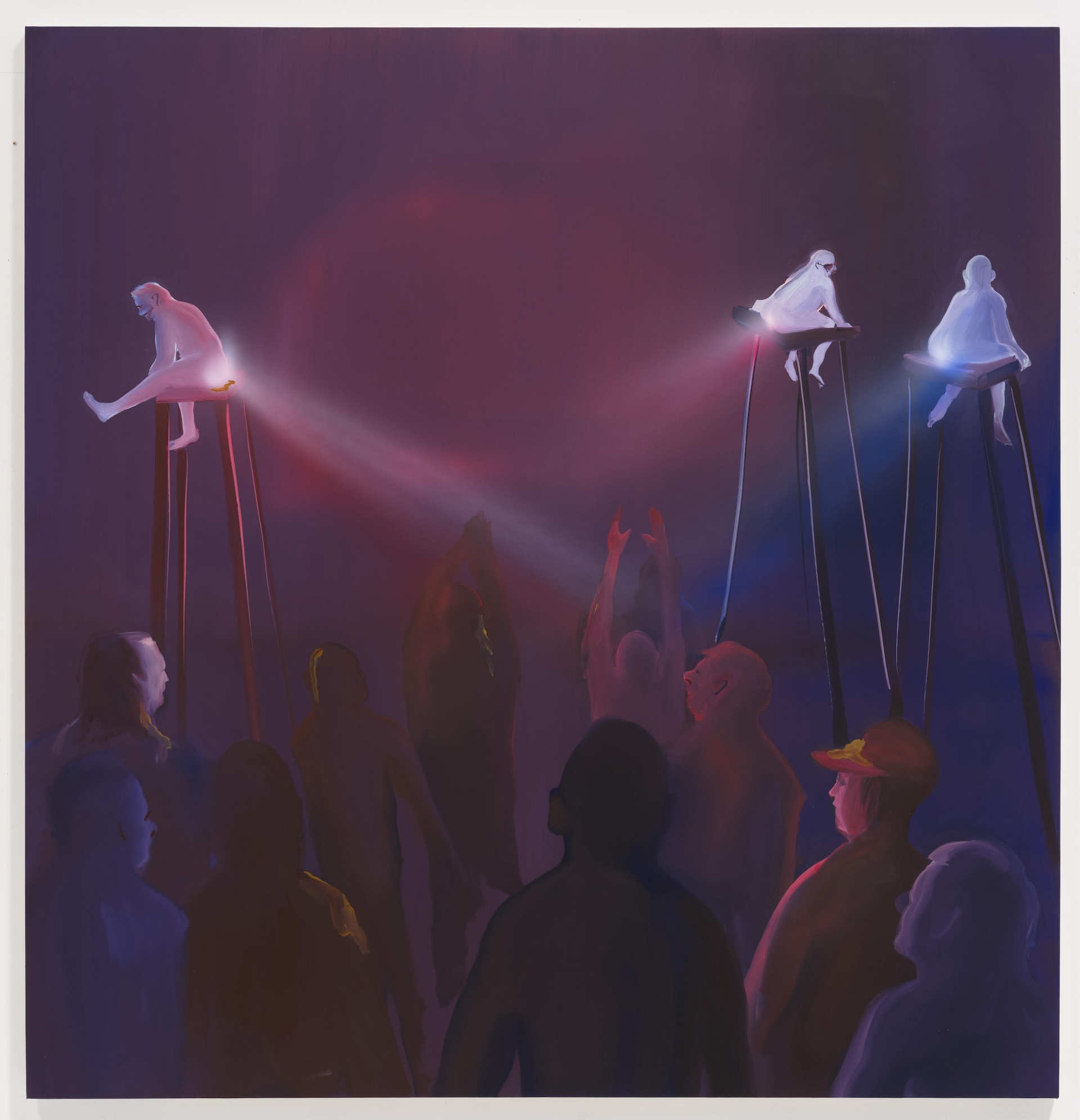 Tala Madani Shitty Disco, 2024 Oil on linen 152.4 x 147.32 cm Courtesy of the Artist and Pilar Corrias, London