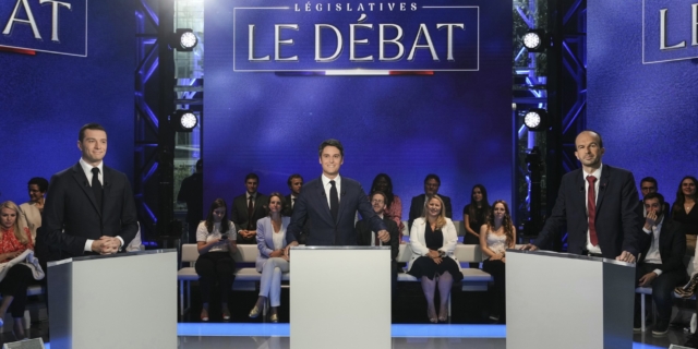 Jordan Bardella, Gabriel Attal και Manuel Bompard
