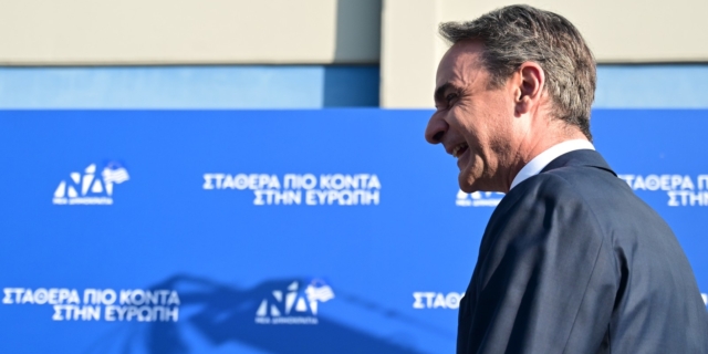 Ο Κυριάκος Μητσοτάκης στα γραφεία της ΝΔ