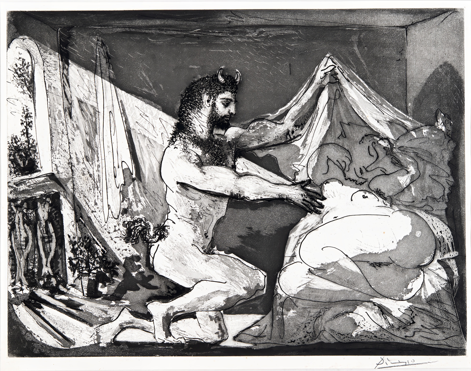 Pablo Picasso Φαύνος που ξεγυμνώνει γυναίκα που κοιμάται 1936 Οξυγραφία και ακουατίντα σε χαρτί 55 x 45 εκ. Ιδιωτική συλλογή