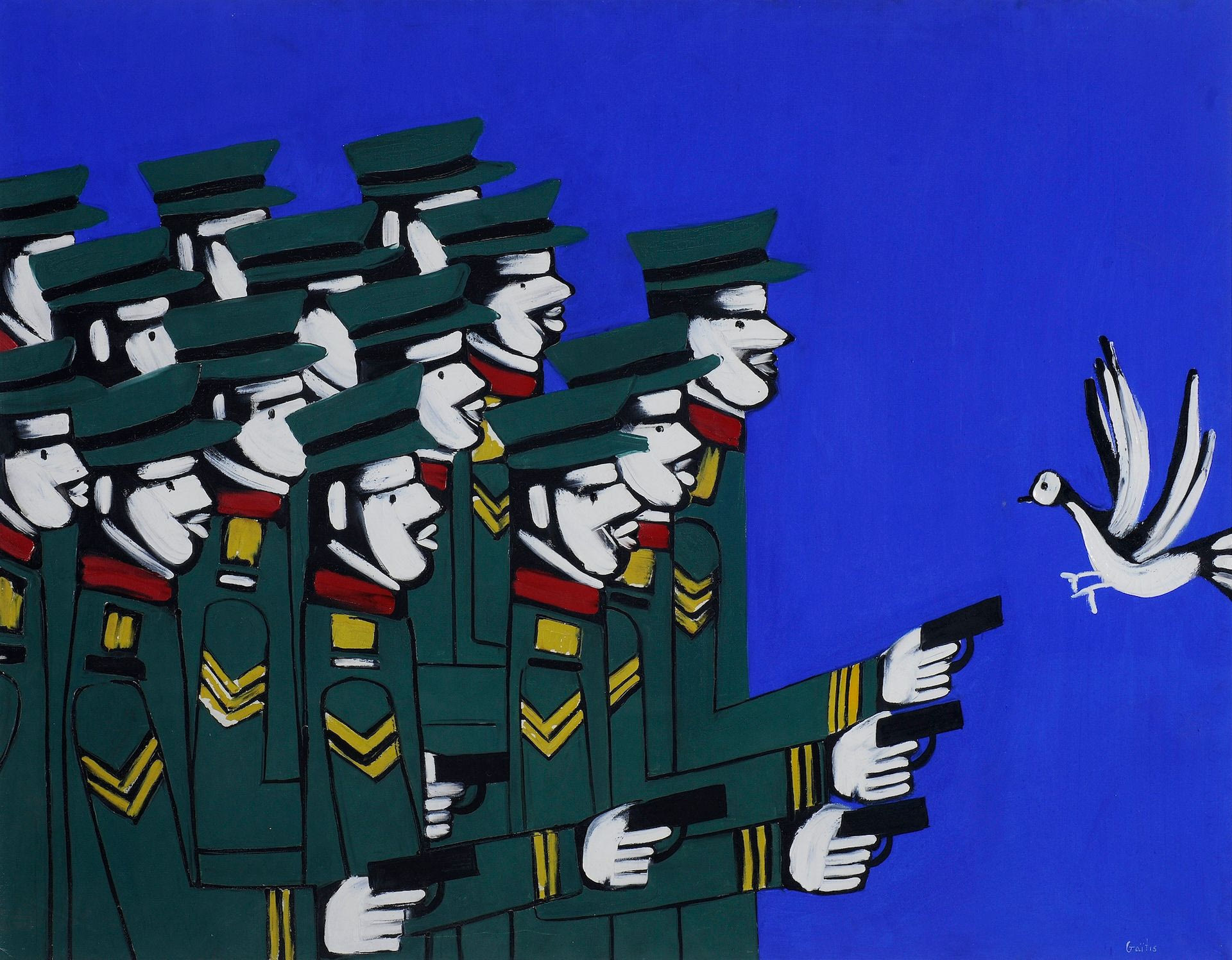Γιάννης Γαΐτης (1923-1984) , "Συνταγματάρχες", 1968, Λάδι σε καμβά Συλλογή Πάνου Χρ. Μοσχανδρέου