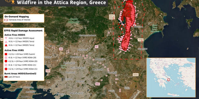 Φωτιά στην Αττική: Οι καταστροφές μέσα από τον χάρτη του Copernicus