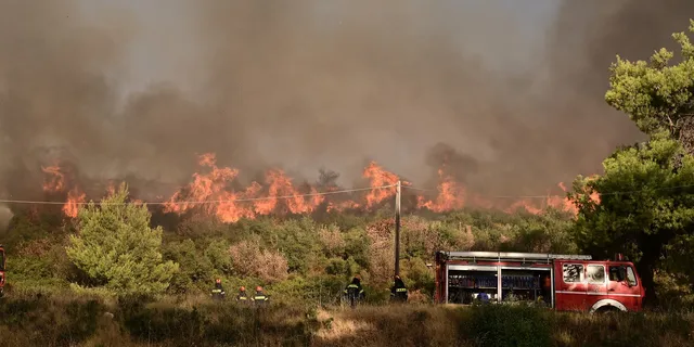 Στιγμιότυπο από την πυρκαγιά στη Βορειοανατολική Αττική