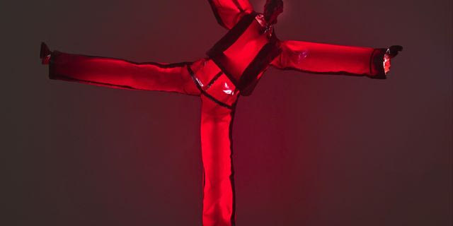 Citronne Gallery, Happy figure, 2010, metal, plastic cloth and electric bulbs. 155 x 150 x 32 cm