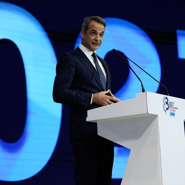 Ο Κυριάκος Μητσοτάκης κατά τη διάρκεια της ομιλίας του στο Βελλίδειο