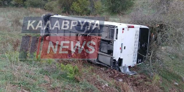 Ανατροπή ΚΤΕΛ κοντά στα Καλάβρυτα