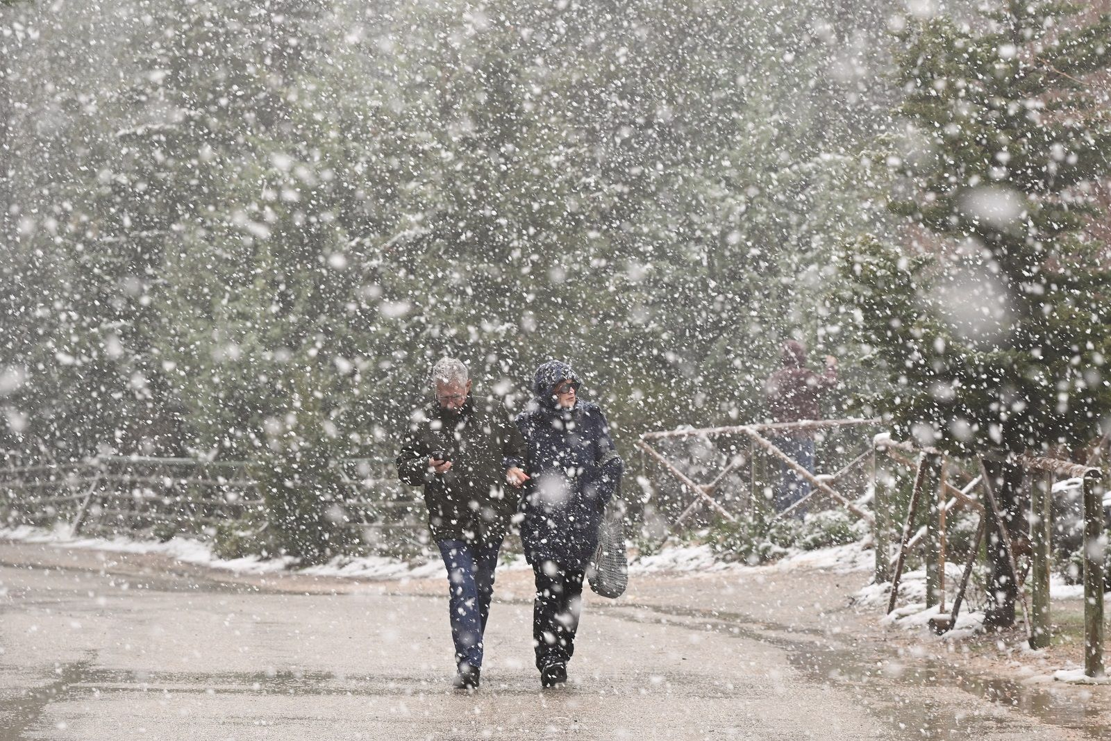 Χιονόπτωση στα βόρεια προάστια της Αττικής.