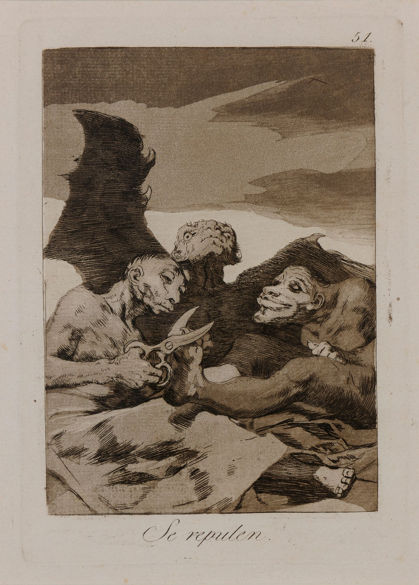 Καλλωπίζονται / They spruce themselves up Etching, burnished aquatint and chisel / Etching, burnished aquatint and chisel