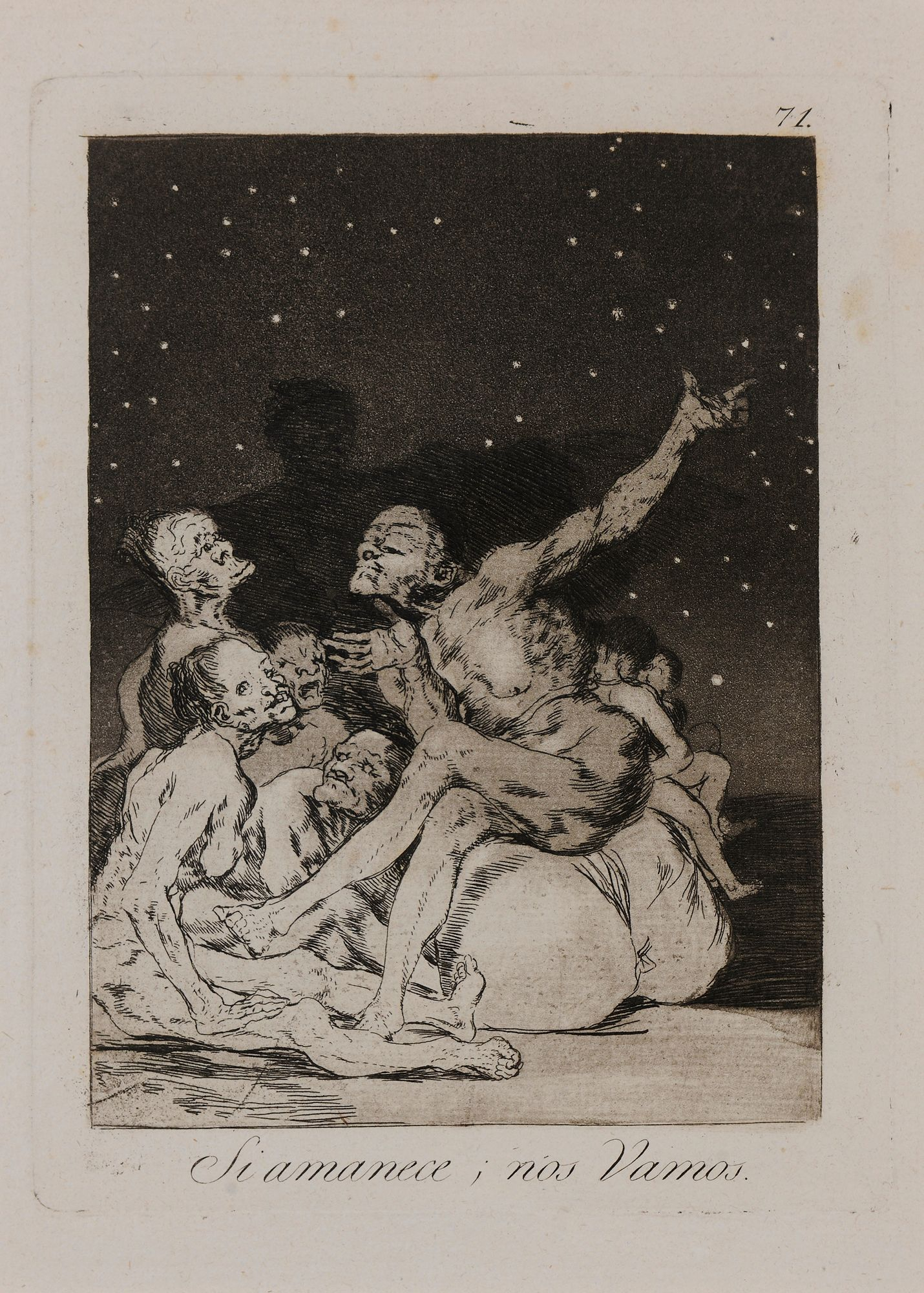 Όταν χαράξει, φεύγουμε / When day breaks we will be offΟξυγραφία, στιλβωμένη ακουατίντα και καλέμι / Etching, burnished aquatint and chisel