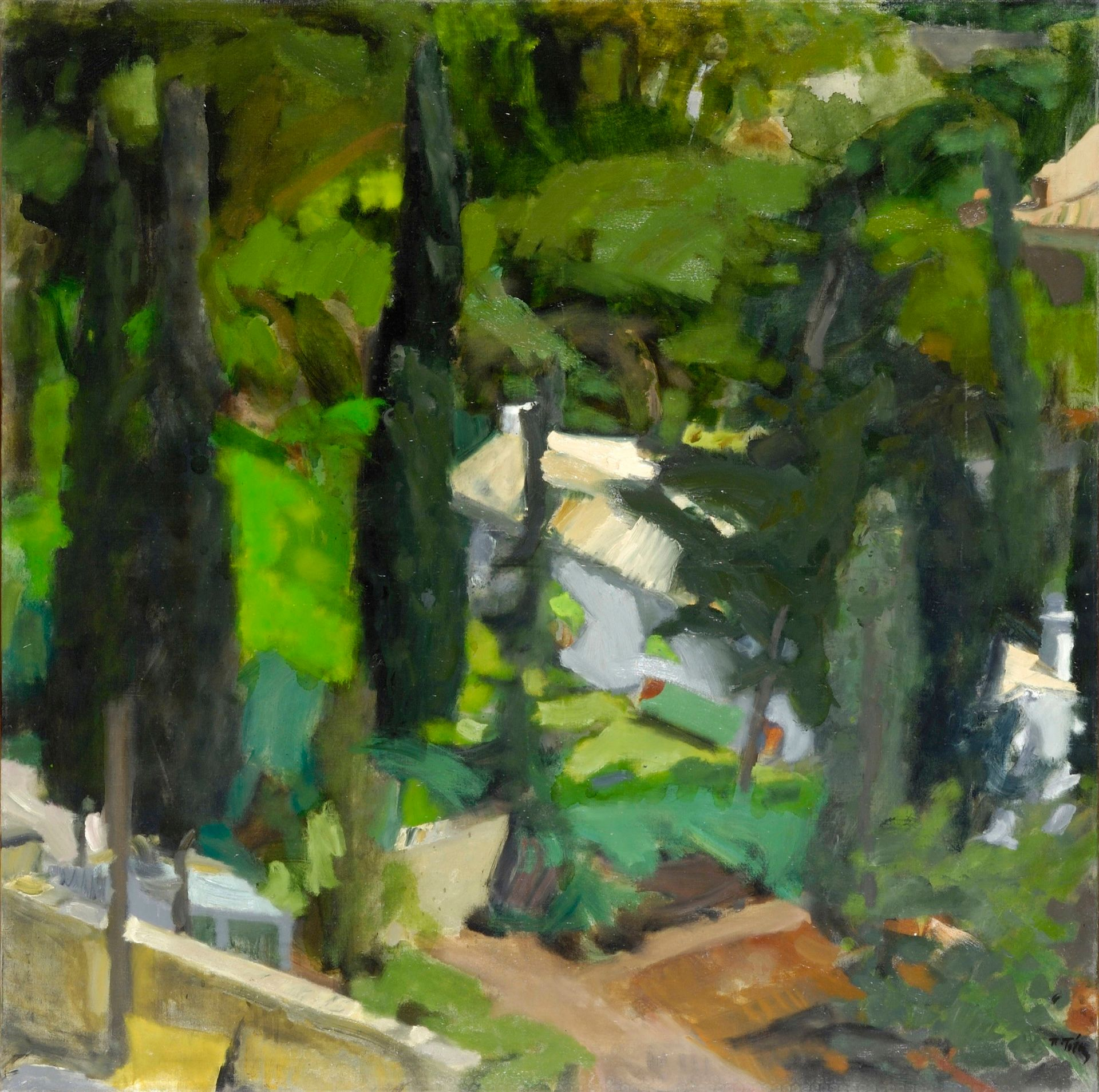 Τέτσης Παναγιώτης(Ύδρα 1925-Αθήνα 2016) Κήπος 1970 - 1972 Λάδι σε μουσαμά Διαστάσεις έργου: 158 x 158 εκ. Δωρεά του καλλιτέχνη Π.9947