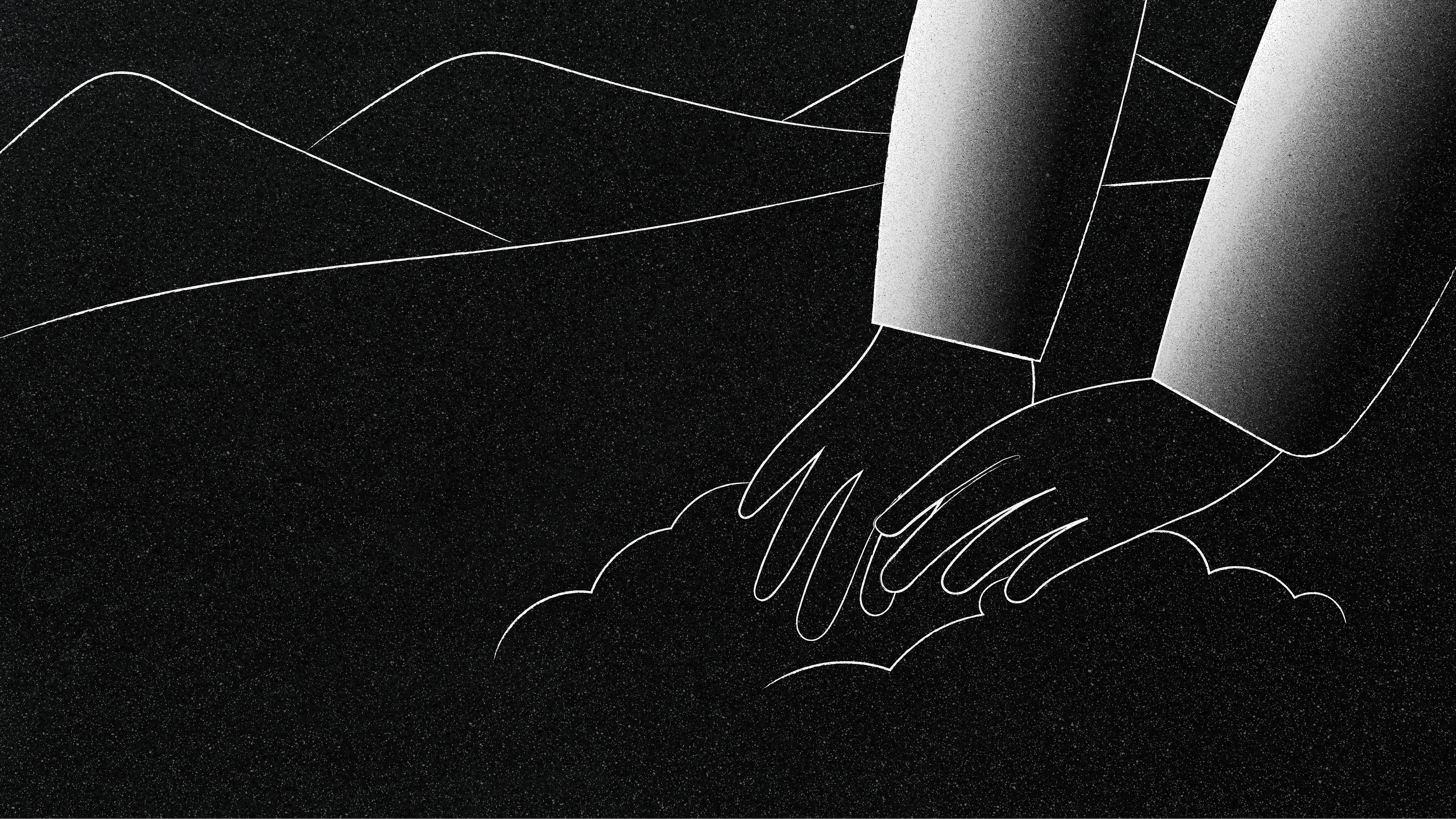 Εικονογραφήσεις που απεικονίζουν τις μαρτυρίες ανθρώπων που έχουν καταφύγει στα Όρη Nuba του Σουδάν αναζητώντας ασφάλεια από τη συνεχιζόμενη σύγκρουση, Μάρτιος 2025.