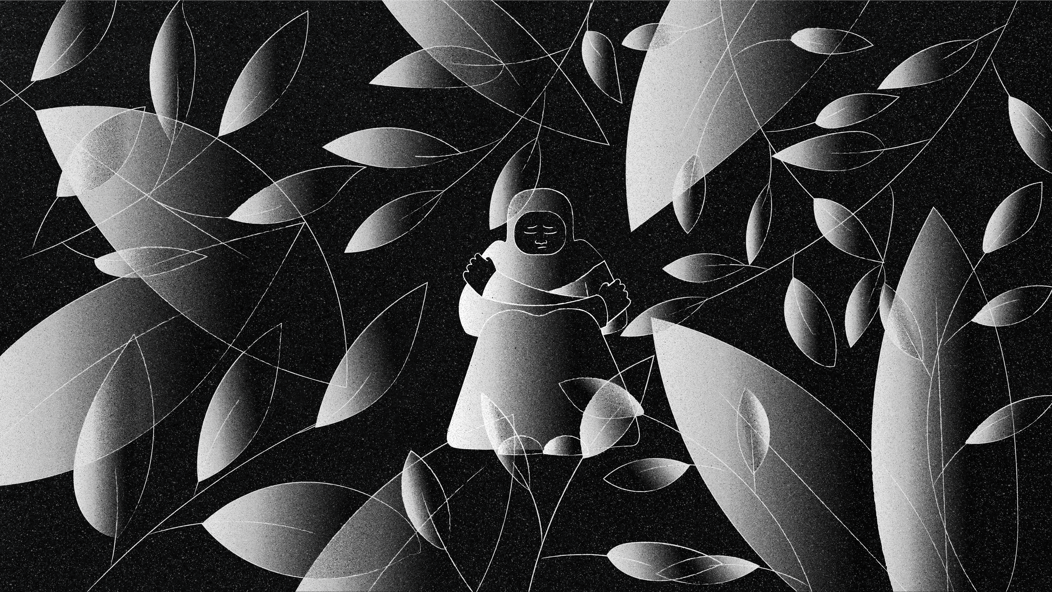 Εικονογραφήσεις που απεικονίζουν τις μαρτυρίες ανθρώπων που έχουν καταφύγει στα Όρη Nuba του Σουδάν αναζητώντας ασφάλεια από τη συνεχιζόμενη σύγκρουση, Μάρτιος 2025.