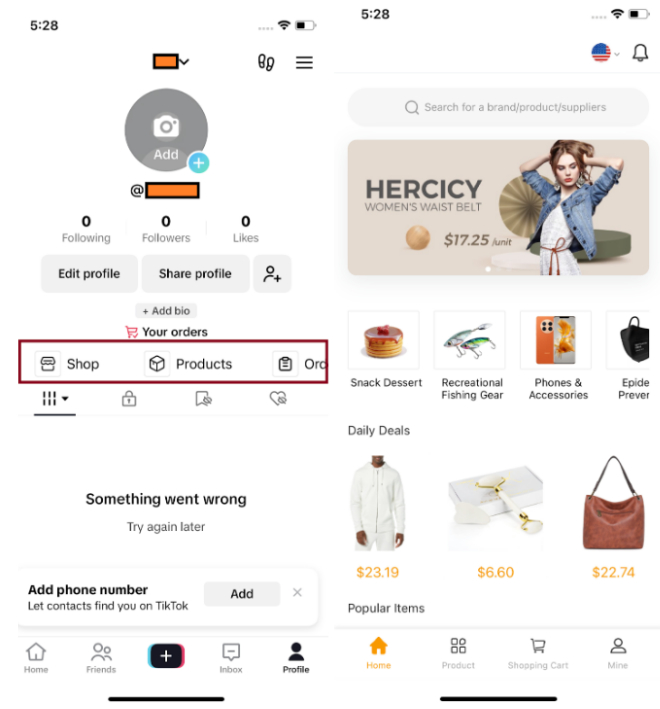 Ψεύτικο κατάστημα ενσωματωμένο στην εφαρμογή TikTok