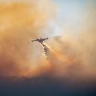 Αεροπλάνο Canadair ενεργεί σε πυρκαγιά που καίει δασική έκταση στη Χίο, Τρίτη 24 Ιουνίου 2025.
